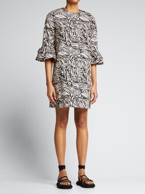 La DoubleJ Fauve-Print Mini Shift Dress size xs